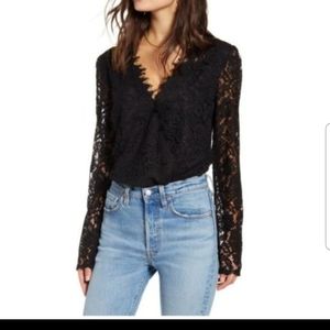 Wayf black lace bodysuit XL NWT